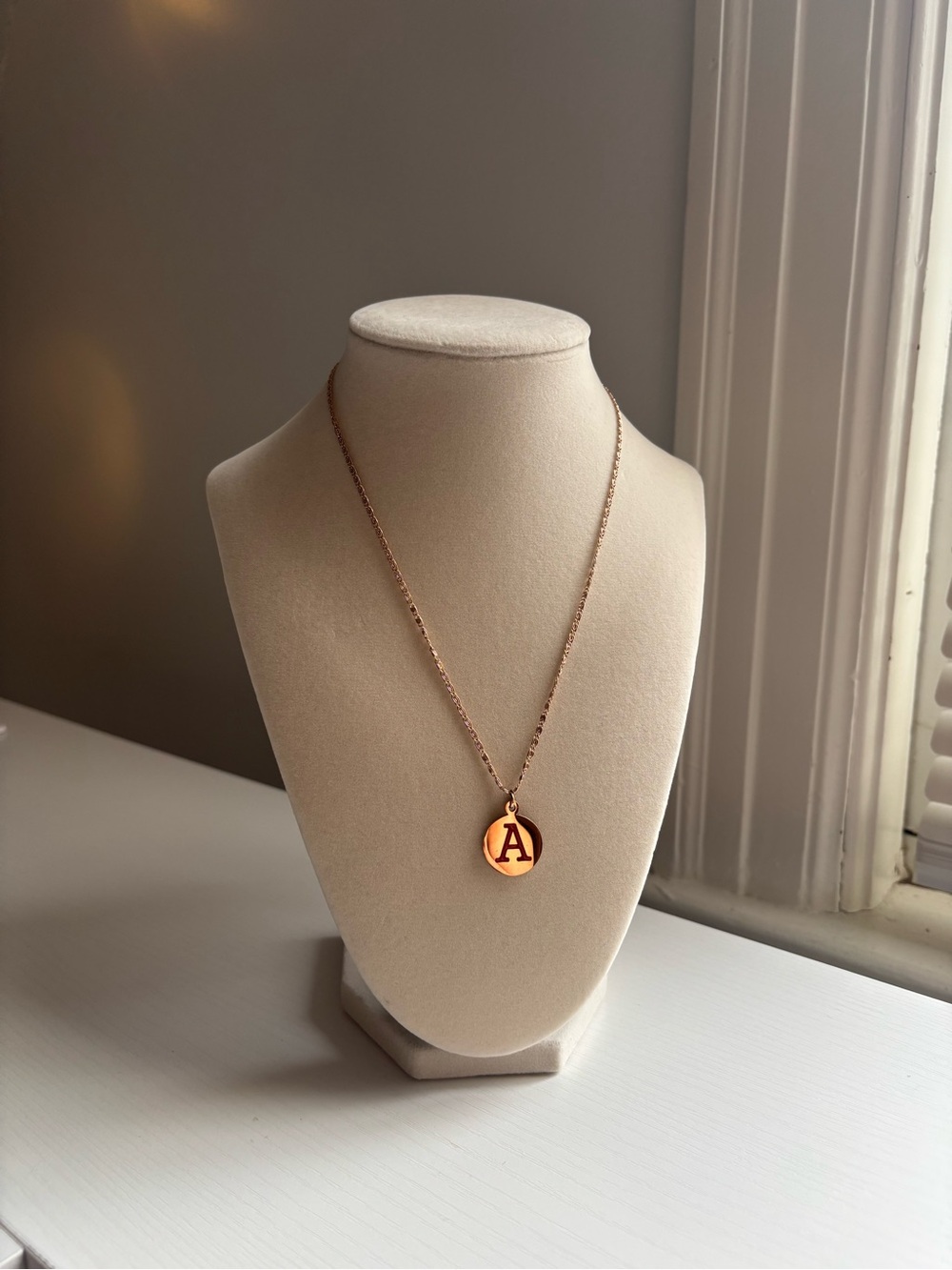 Gold Initial Necklace Letter A Pendant Minimal Dainty Personalized Jewelry - Picture 8 of 10
